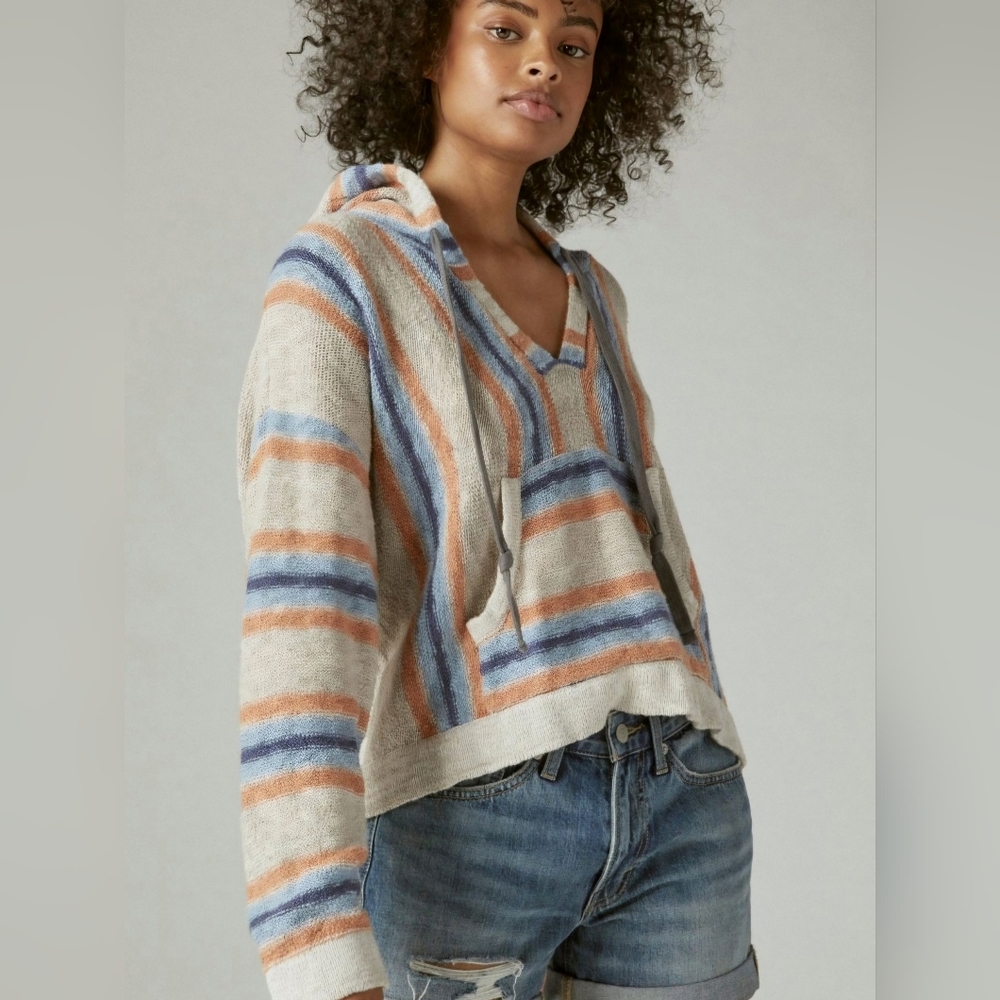 Lucky brand cotton blend boho pastel colors hoodie sizeโ L